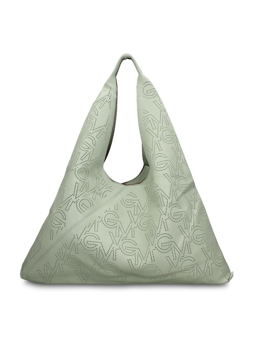 GianMarco, Geanta hobo de piele ecologica cu logo perforat Liviana Lux, Verde