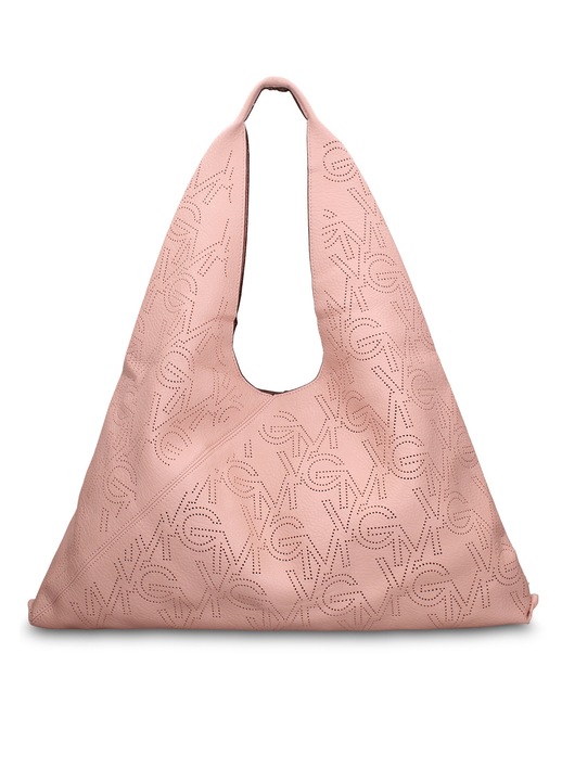 GianMarco, Geanta hobo de piele ecologica cu logo perforat Liviana Lux, Roz