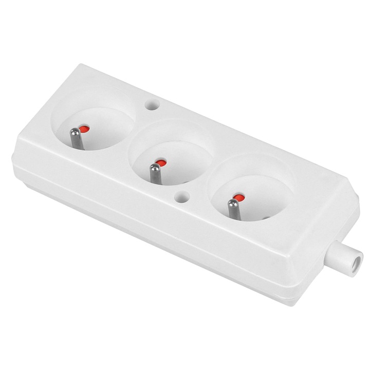 Преносим разклонител ABEX с 3 контакта, сив, 230V, 10A