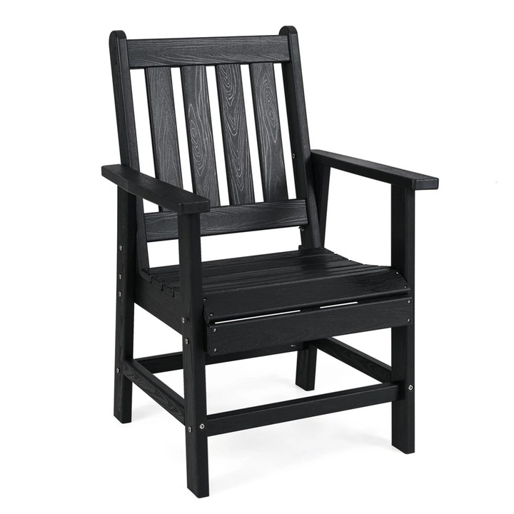 Northix HDPE kerti szék, időjárásálló, magas háttámlás, fa textúrájú, többszínű