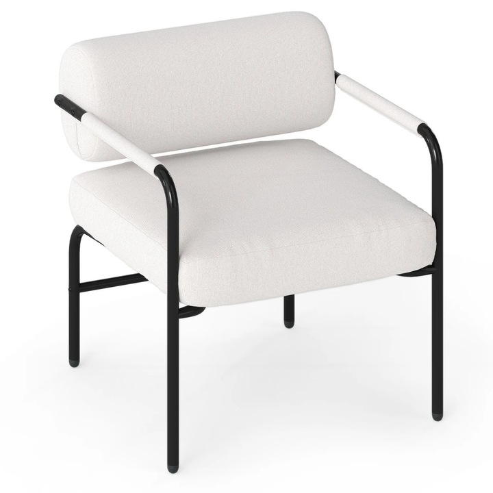 Northix modern szék, bársony kárpitozás, fém karfák, fekete, 59x60cm