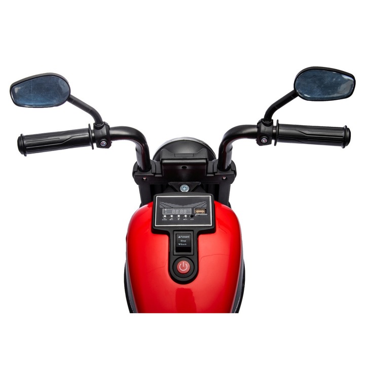 Motorek Chopper FASTER, rosu, 20W, dimensiuni 78x30x55cm, set complet