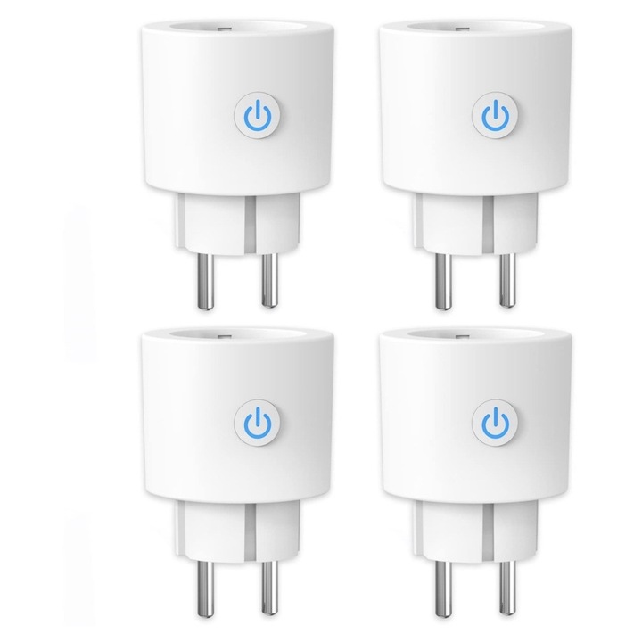 Set 4 Prize Inteligente WiFi Antela, 16A, Monitorizare Consum, Alb