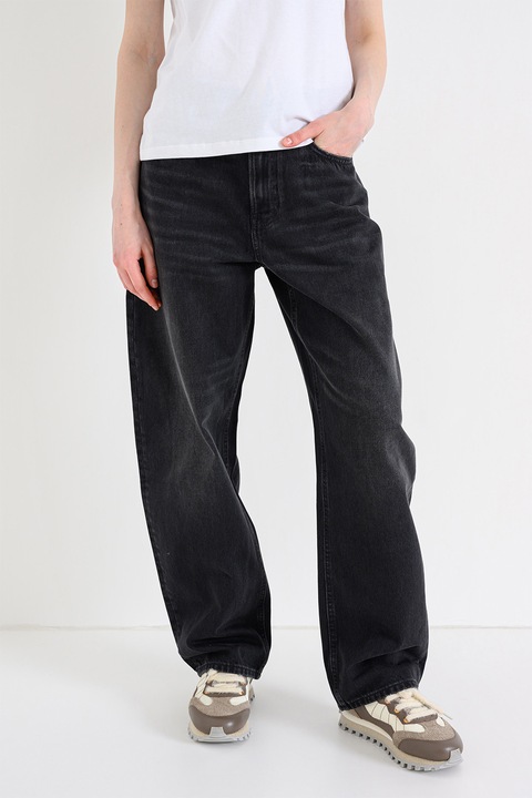 CALVIN KLEIN JEANS, Bő szárú farmernadrág, Koptatott fekete