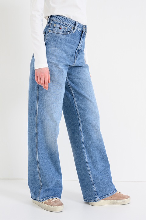 Tommy Jeans, Blugi cu croiala ampla si talie inalta, Albastru deschis