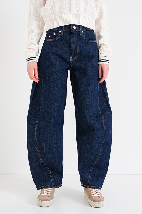 Tommy Jeans, Bő szárú farmernadrág középmagas derékrésszel, Sötétkék