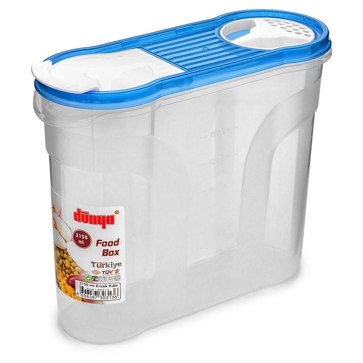 Tragar uzsonnás doboz, 2,15L, 22x8,5x18,5cm, átlátszó, BPA-mentes