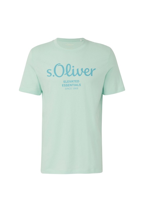 s.Oliver, Tricou cu logo de bumbac, Verde deschis
