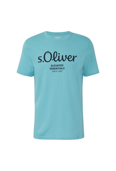 s.Oliver, Tricou cu logo de bumbac, Albastru deschis