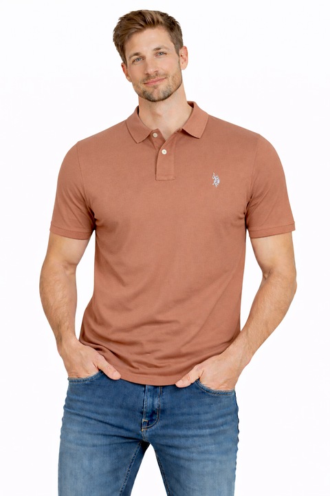 Tricou polo barbati, U.S. Polo Assn., MUP3312-L90, bumbac, bej, croiala clasica