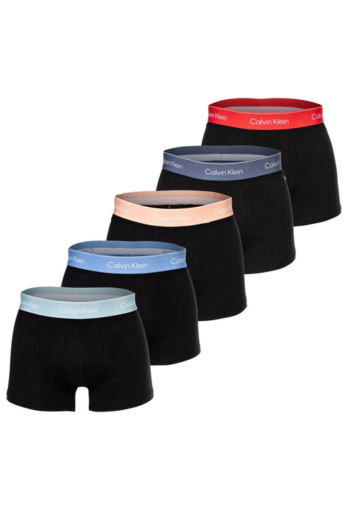 CALVIN KLEIN, Set de boxeri cu banda logo in talie - 5 perechi, Rosu/Negru/Albastru