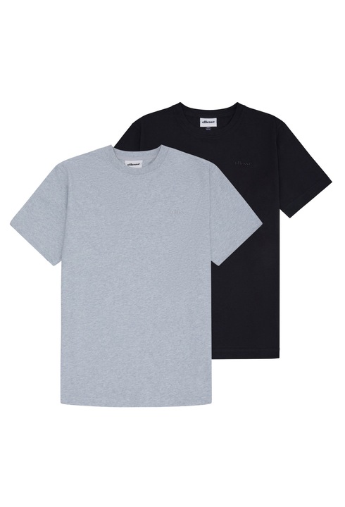 ELLESSE, Set de tricouri din bumbac cu model uni - 2 piese, Negru/Gri deschis