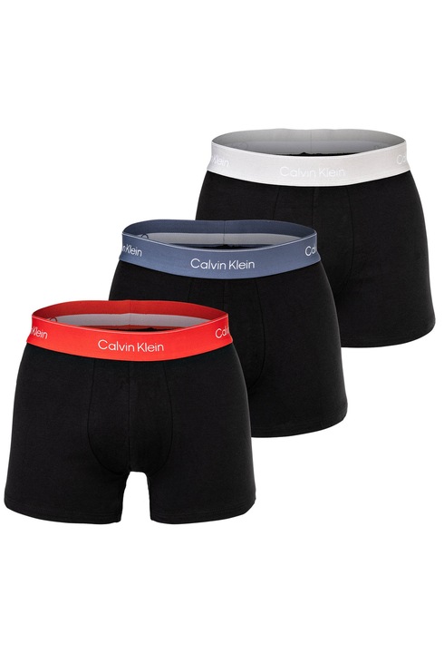 CALVIN KLEIN, Set de boxeri cu banda logo in talie - 3 perechi, Rosu/Negru/Albastru