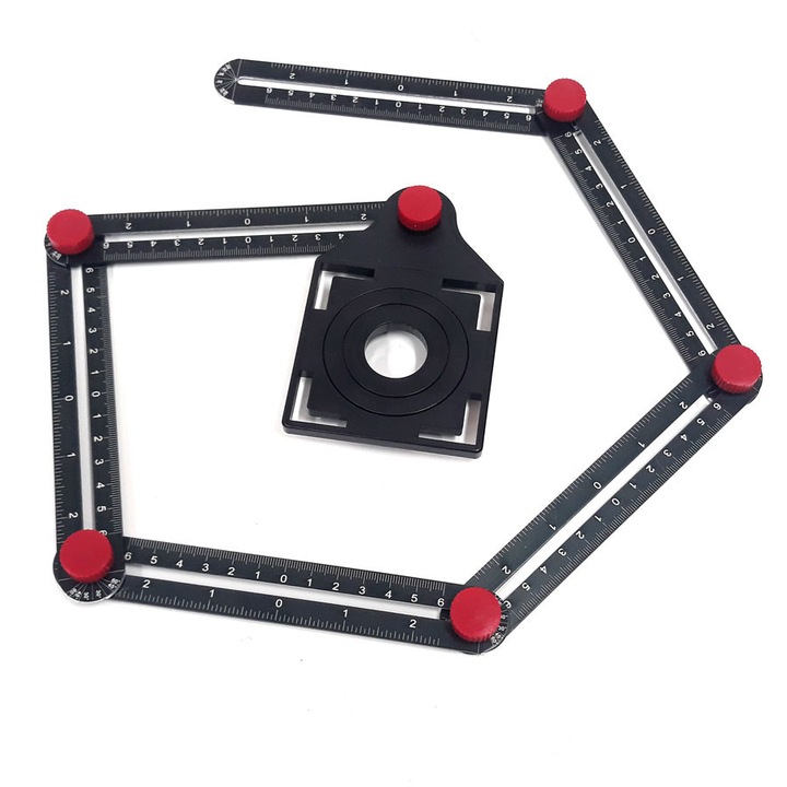 Instrument de masurare Pronett, sablon pentru marcarea deschiderilor in placi, 6,8x5x0,95in, aluminiu