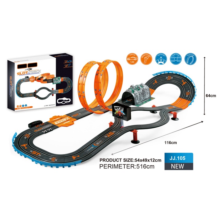 MEGA Versenypálya RACER 1:43 Autókészlet, többszínű