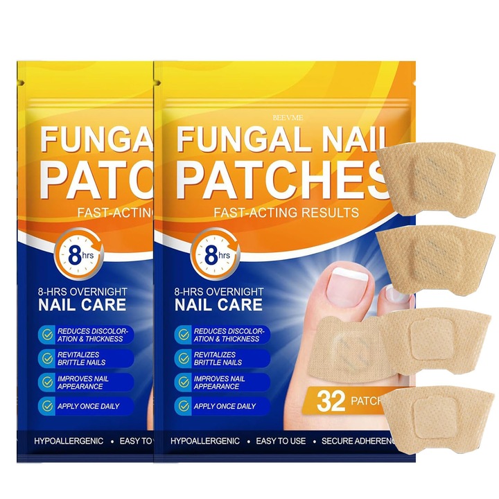 Plasturi Hidrogel pentru Unghii Fungice, Set 64 Bucati, Ingrijire Completa a Unghiilor Picioare, Indoire, Ingrosare, Unghii Incarnate, Canal Unghial, Antifungici si Anti-infectie