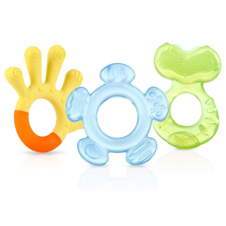 Set 3 Inele Dentitie Nuby, 3+ Luni, Fara BPA, Calmeaza Durerea Gingiilor