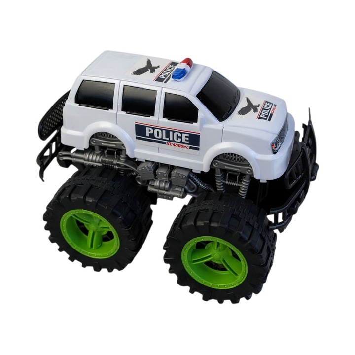 Masina de politie MASTPAD tip jeep, alb, 46x40x31cm