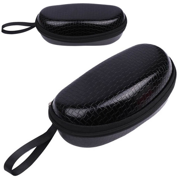 Toc Ochelari Elegant si Practic ETC-99, Negru, Universal, cu Fermoar Rezistent si Maner Ergonomic, Protectie Solida Semi-Rigida din EVA, Captuseala Moale pentru Ochelari de Vedere, Soare si Sport, Usor de Transportat si Depozitat in Siguran