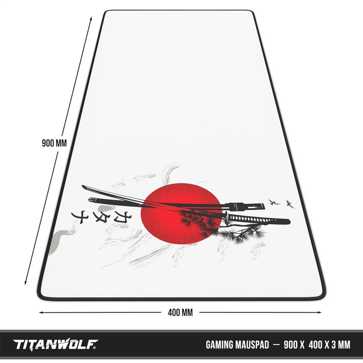 Mousepad Gaming XXL Titanwolf 900x400mm, Suprafata Fina, Precizie Imbunatatita