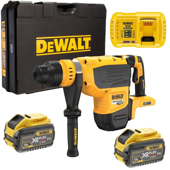 Ciocan rotopercutor SDS MAX 54V FLEXVOLT 13,3J 2x9Ah DeWALT DCH735X2, 7 viteze, 580x115x284mm, 8,5kg