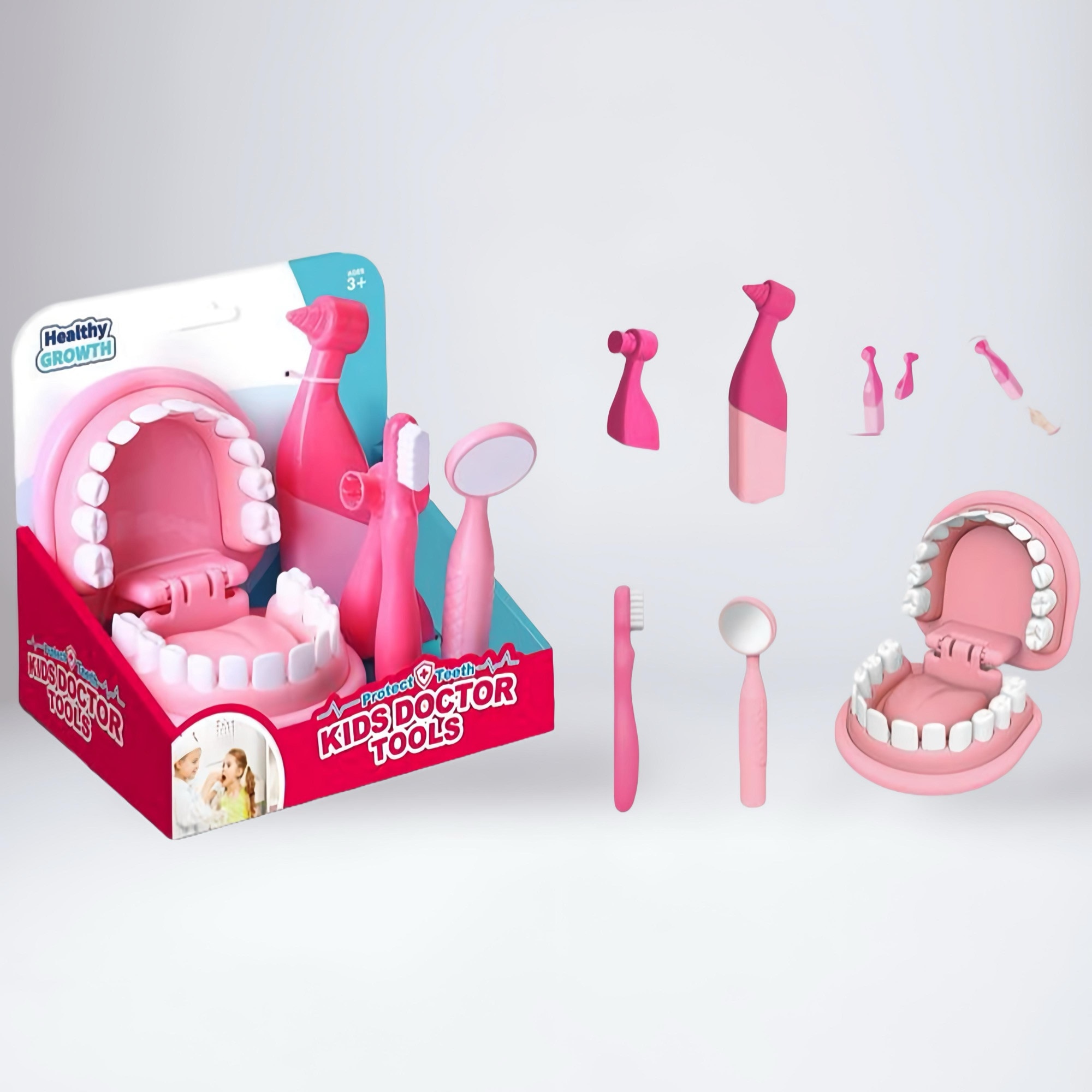 Set joaca dentist, 25 piese, accesorii realiste, 33x25,5x8cm - eMAG.ro