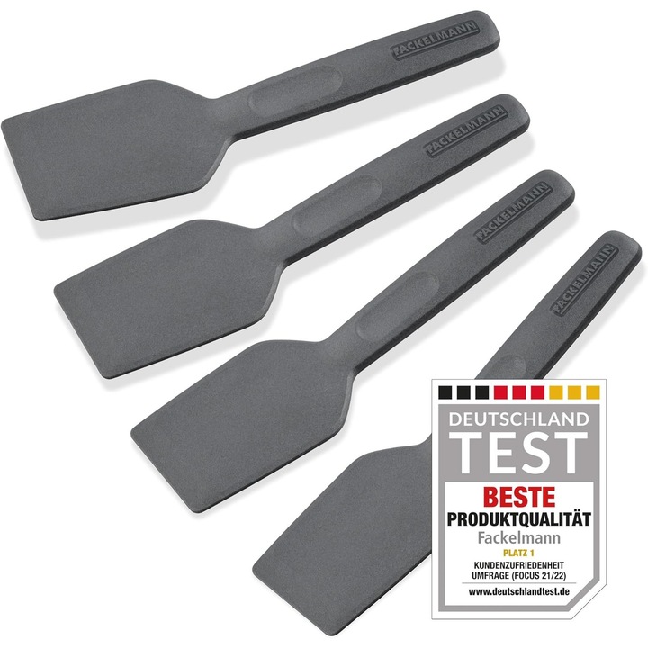 Set 4 spatule Fackelmann pentru raclette, maner ergonomic, gri