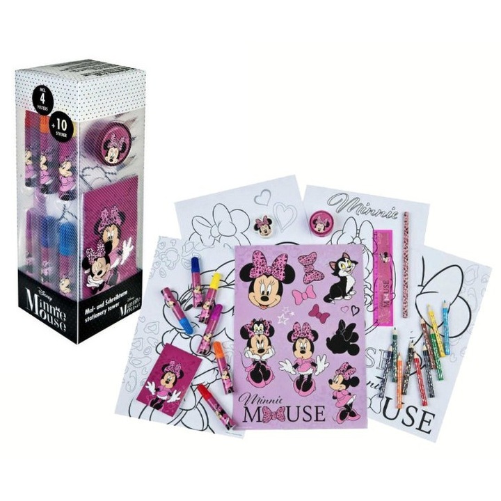 Set de colorat Minnie Mouse, 35 piese, 24x8x8cm
