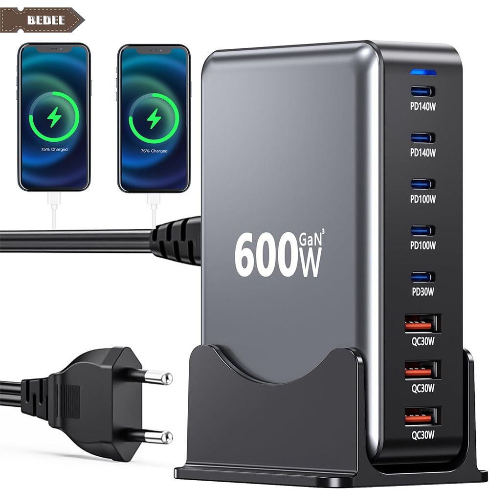 Incarcator Anker, 140W, PD3.1, cu 4 porturi, cablu USB-C, negru