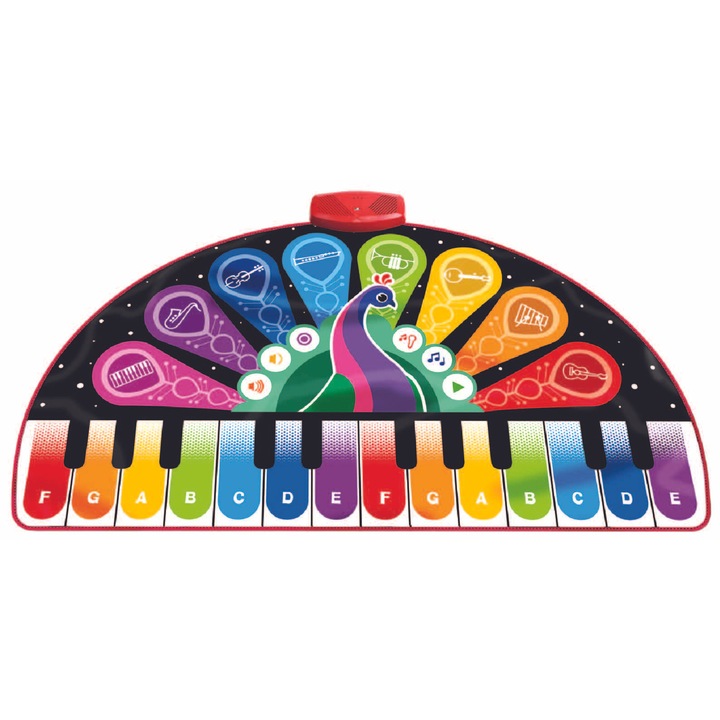 Covoras Muzical Interactiv pentru Copii, model paun, Multicolor