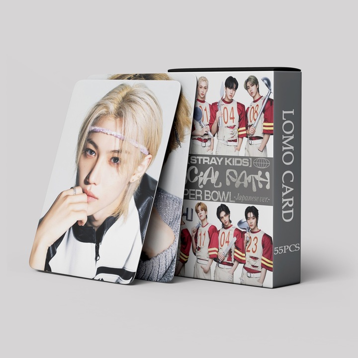 55 darabos Lomo KPOP-StrayKids kártyacsomag, színes, 57x88mm