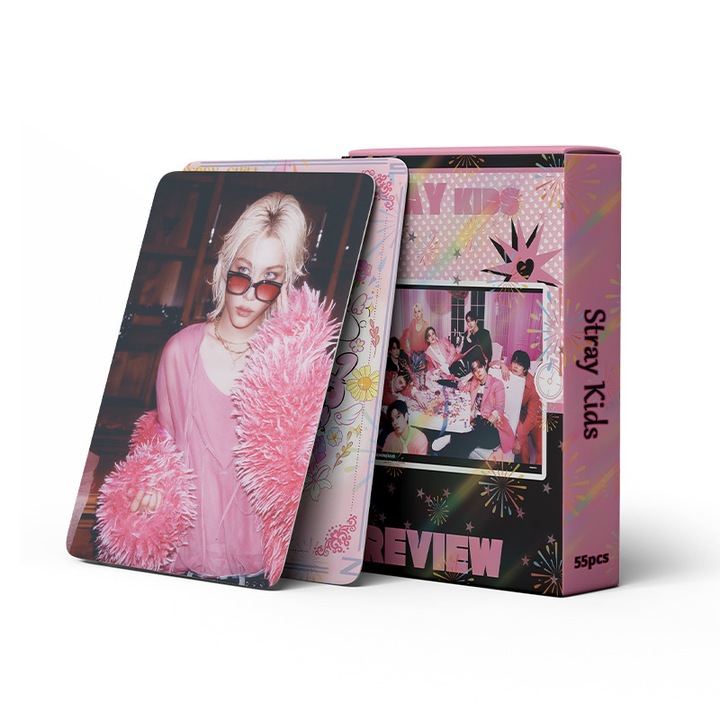 55 darabos Lomo KPOP-StrayKids kártyacsomag, színes, 57x88mm