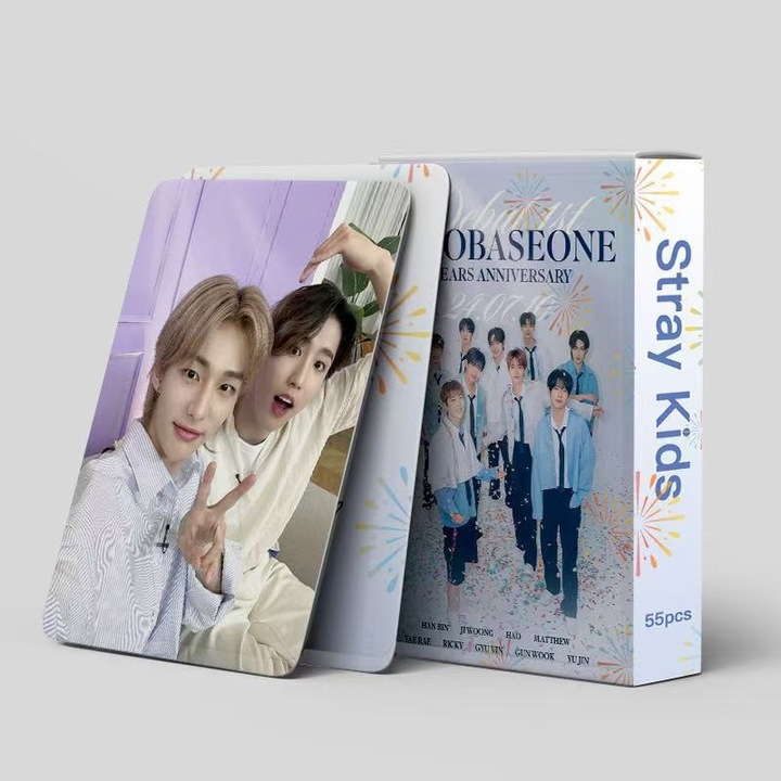 55 darabos Lomo KPOP-StrayKids kártyacsomag, színes, 57x88mm