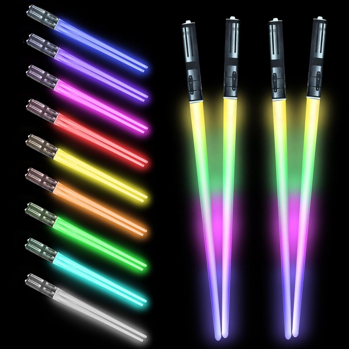 Светещи LED пръчици - 2 чифта, 9 цвята, безопасни за храна