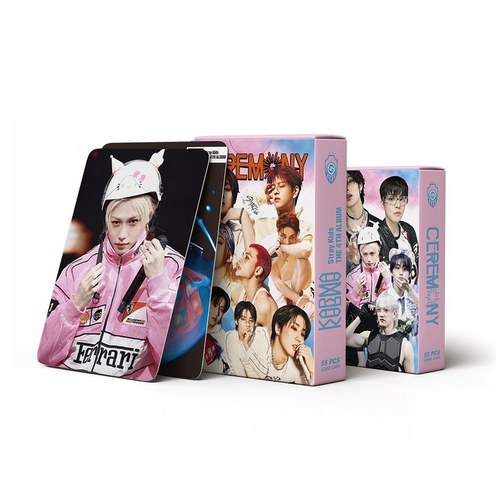 55 darabos Lomo KPOP-StrayKids kártyacsomag, színes, 57x88mm