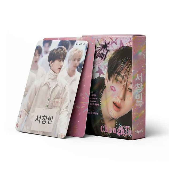 55 db Lomo KPOP-StrayKids kártya szett, 57x88mm, színes, kétoldalas