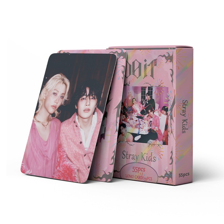 55 db-os KPOP-StrayKids Lomo kártya készlet, színes nyomtatás, 57x88mm