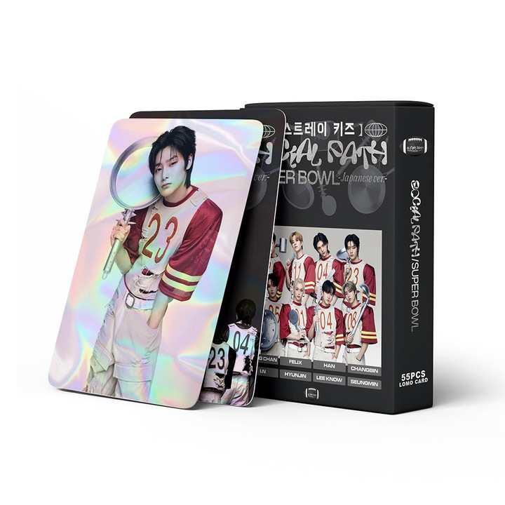 55 darabos Lomo KPOP-StrayKids kártyacsomag, színes, 57x88mm