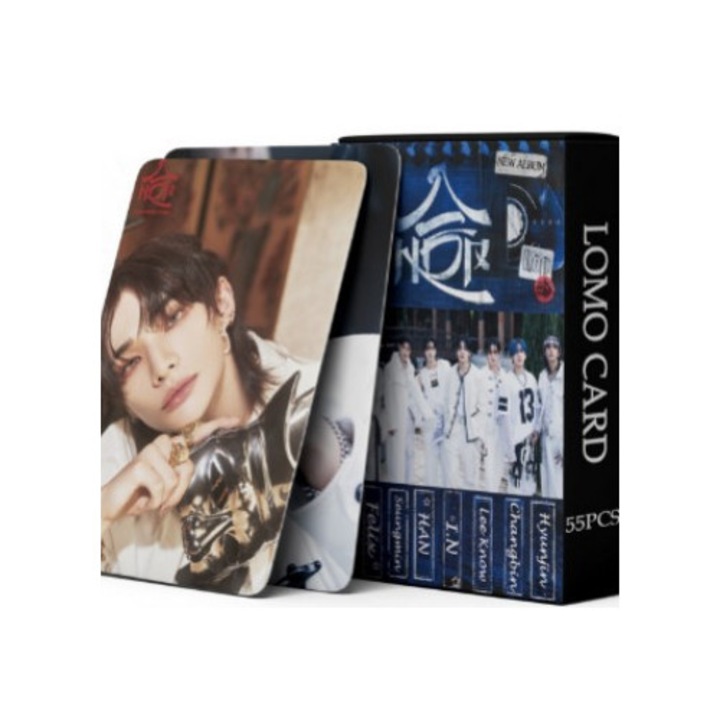 55 db-os Lomo KPOP-StrayKids kártyacsomag, színes nyomtatás, 57x88mm