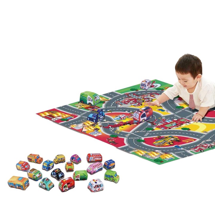 Covoras copii, cu masinute moi, multicolor