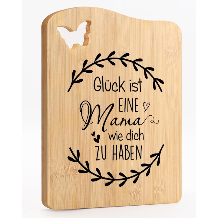 Tocator bambus personalizat "Mama", 27.4x21.6cm, design UV imprimat, cadou unic
