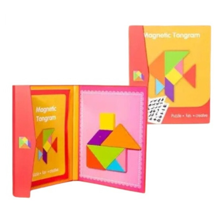Tangram mágneses, puzzle, 1009708, többszínű