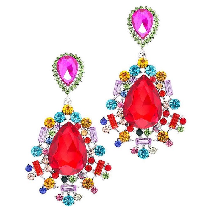 Cercei din aliaj cu strasuri, 7.20x4.00x1.50cm, multicolor