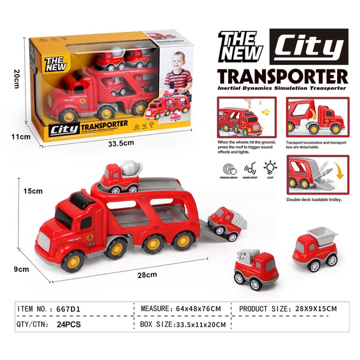 Set Masinute Laweta + Autka Pompieri, incolor