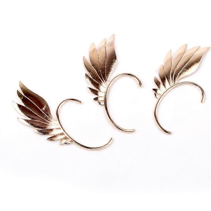 Cercei clip-on aripi de inger, design non-perforat, strasuri, unisex, set