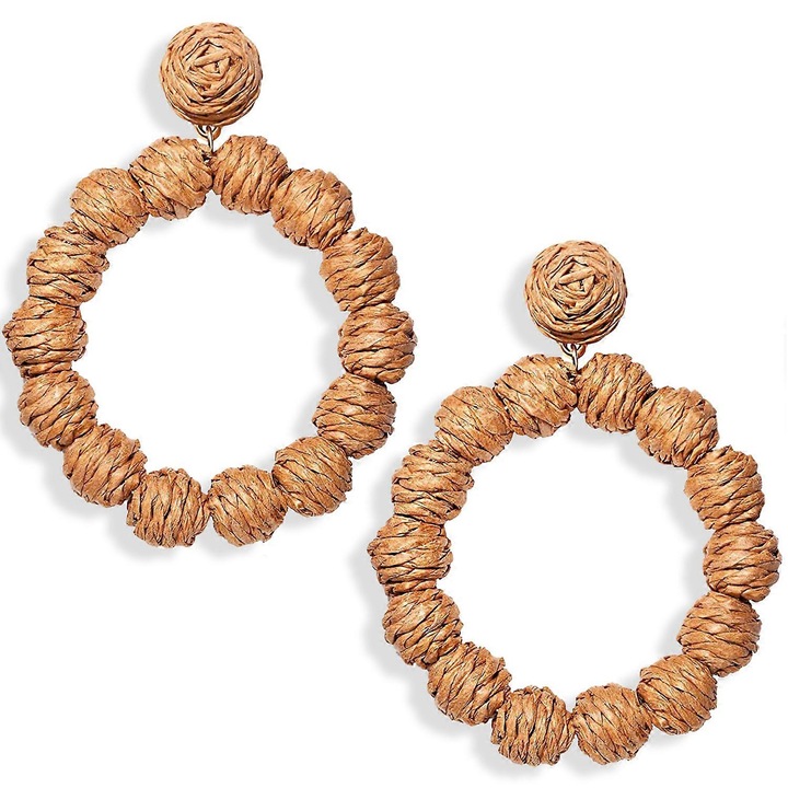 Cercei din ratan pentru femei, design unic, 5.8x4.2cm, hipoalergenici