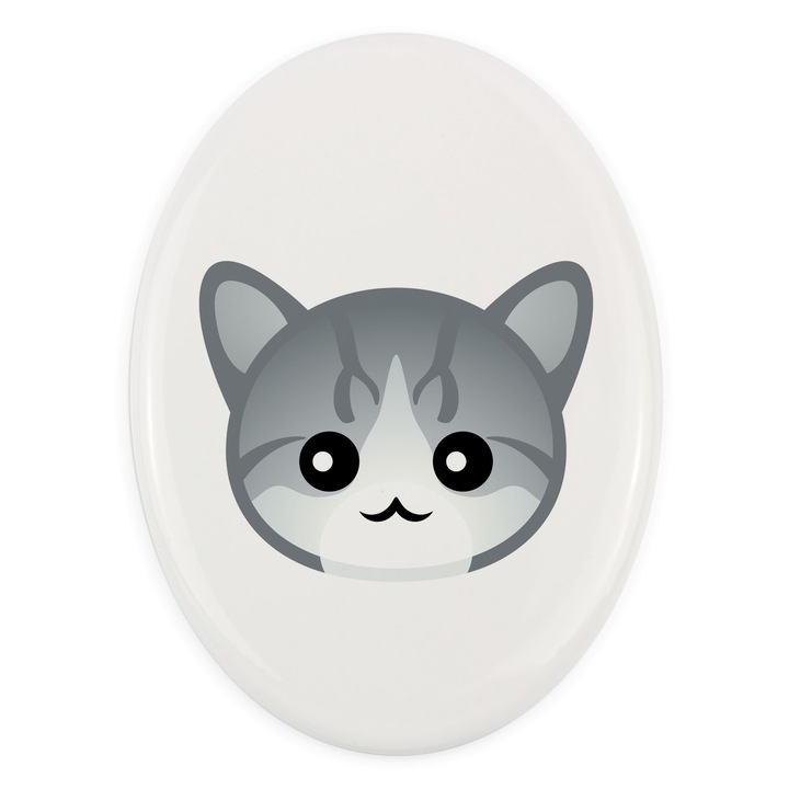 Piatra funerara ceramica Art-Dog, design cu fata de pisica, 7.5x10cm