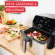 Friteuza cu aer cald Tefal Easy Fry Mega air fryer EY855D10, 2020W, capacitate 7.5L, pana la 8 persoane, 8 programe, invelis antiaderent, oprire automata, control temperatura 80°C - 200°C, argintiu & negru
