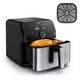Friteuza cu aer cald Tefal Easy Fry Mega air fryer EY855D10, 2020W, capacitate 7.5L, pana la 8 persoane, 8 programe, invelis antiaderent, oprire automata, control temperatura 80°C - 200°C, argintiu & negru