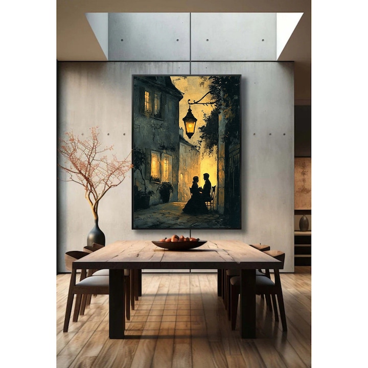 Tablou Inramat - Umbre Indragostite - 50 x 70 cm, tablou peisaj premium, decor pentru living, dormitor, birou sau hol, cadou inspirat, tablou modern, rama lemn, Vizio Tablouri Canvas®